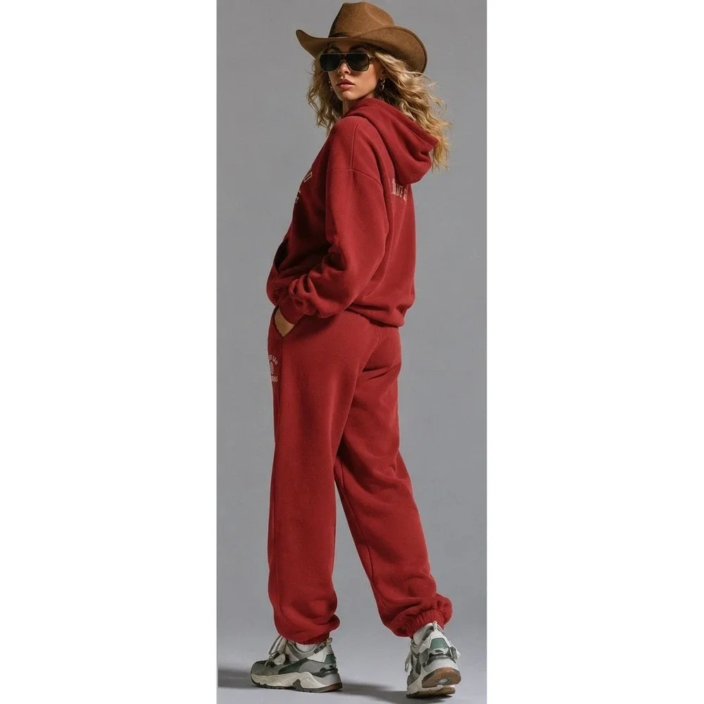 Fear of God Essentials Hoodie & Sweatpants Set In Crimson Tracksuit XL NEW